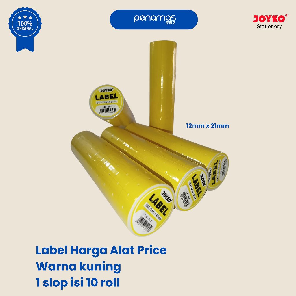 

LABEL ALAT PRICE KUNING / LABEL HARGA JOYKO LB-1LY / 1 SLOP ISI 10 PCS