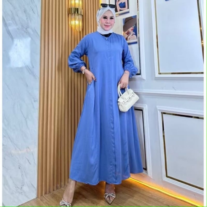 Tiara Dress Gamis Lengan Balon Rayon Twill Premium