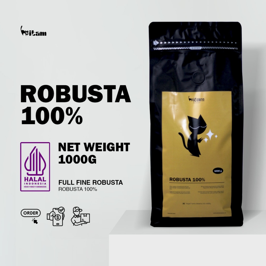

Biji Kopi Robusta Premium 1kg Original Hitam Roastery