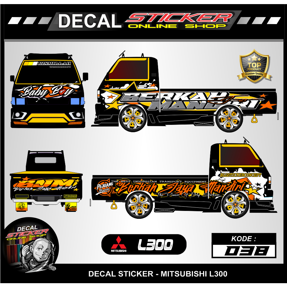 STIKER MOBIL FULL BODY L300 PICKUP MOTIF VARIASI DECAL BLACK SWEET