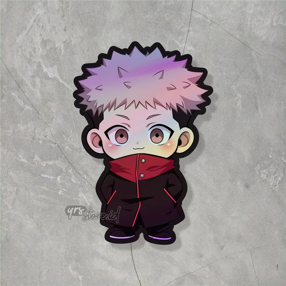 

Sticker Anime Hologram Jujutsu Kaisen Itadori Yuji Ukuran +- 7x 4,9 cm sticker case hp laptop dll murah anti air