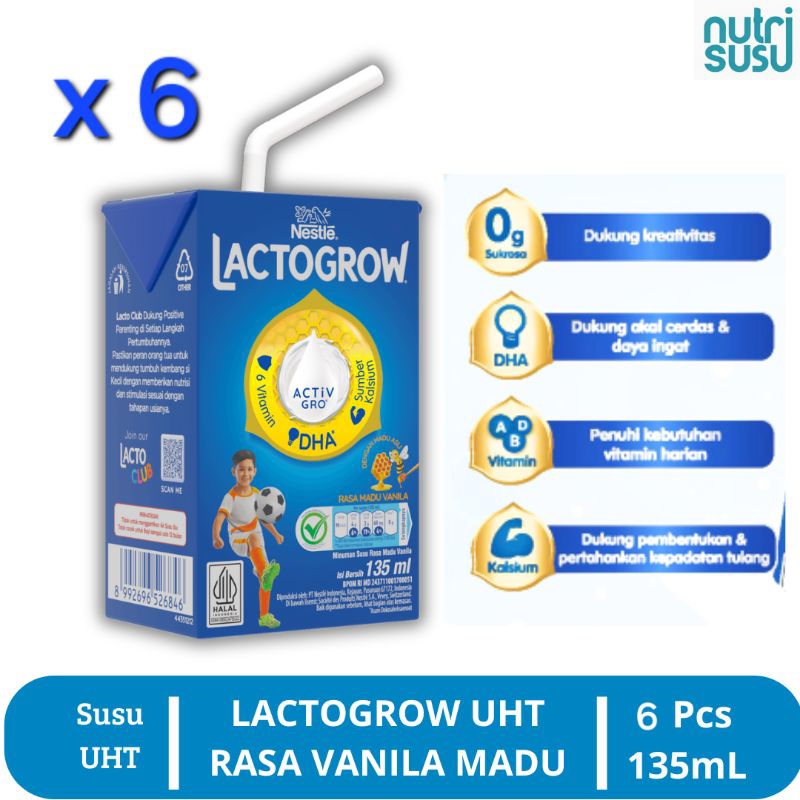 

LACTOGROW UHT Rasa Madu Vanila 135ml - 6 pcs