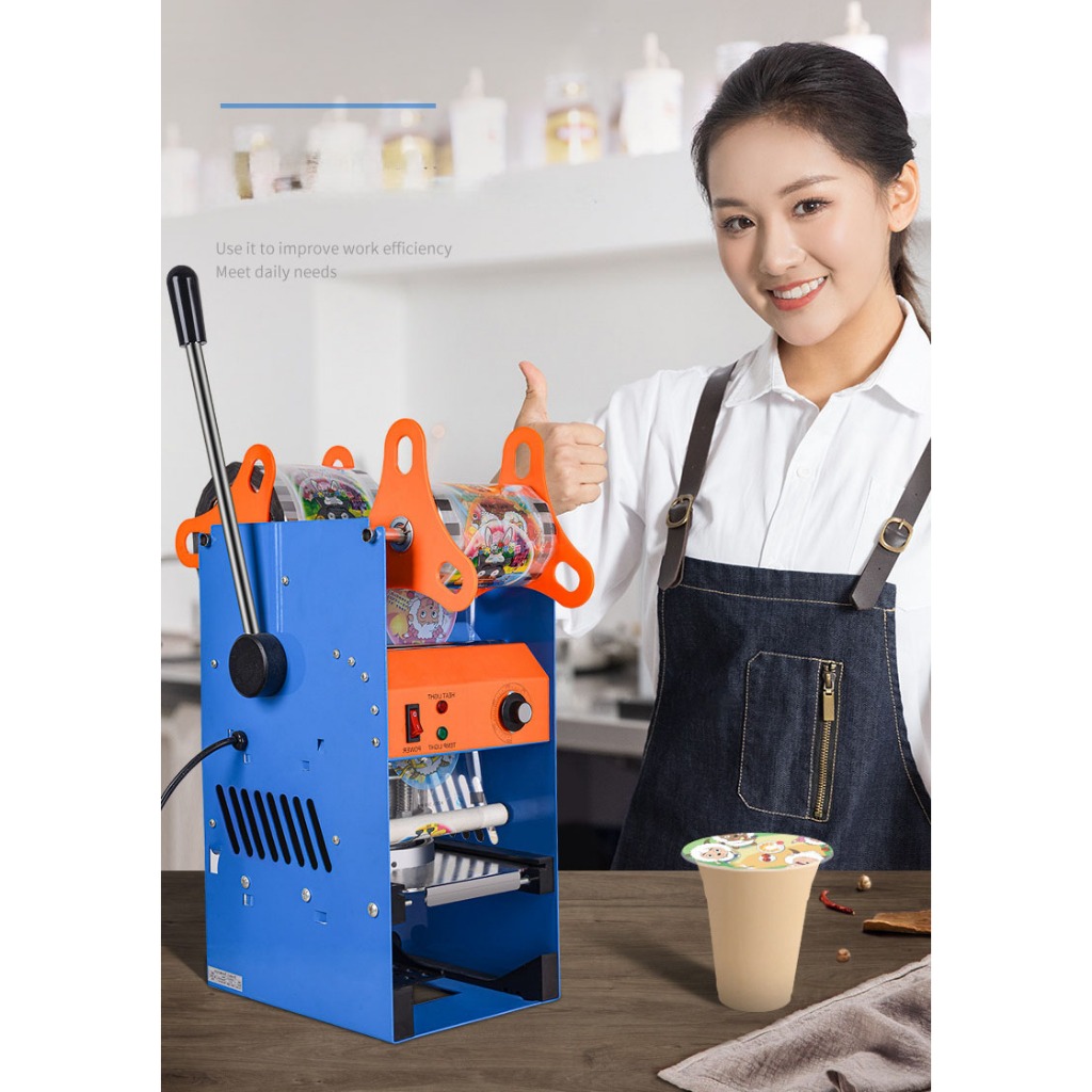 Mesin Cup Sealer Machine Press Otomatis Alat penutup minuman Gelas Plastik Penyegelan Cepat Praktis