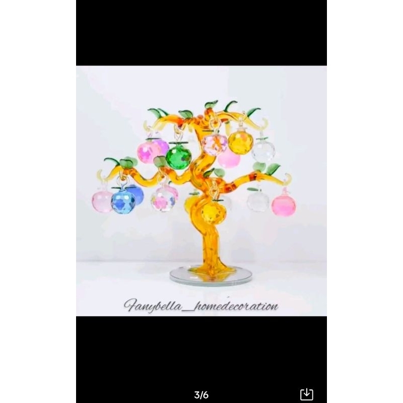 Pajangan Kristal Kaca Mewah Pohon Buah Apel Warna Warni Dekorasi Rumah
