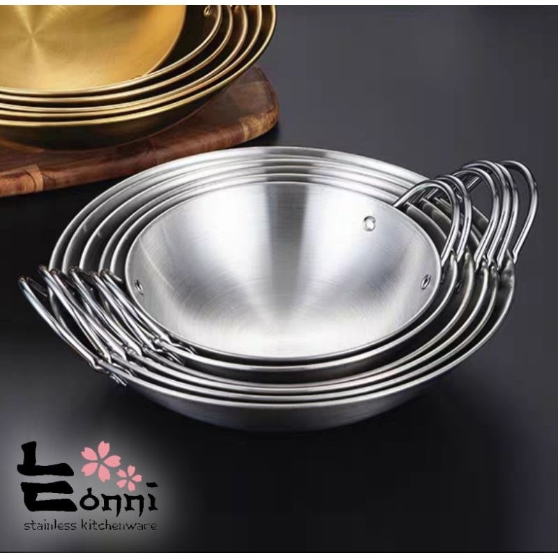 EONNI - Wajan wok stainless besar kecil impor panci wookpan besi anti karat murah impor jumbo kuali 