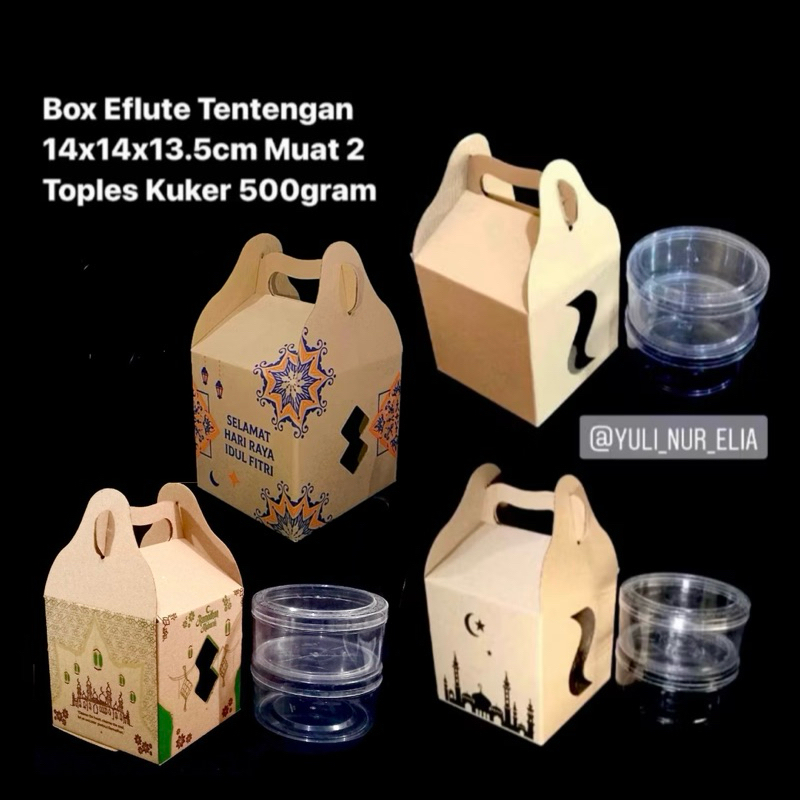 

Box Kuker Eflute Isi 2 Toples 500gram Uk 14x14x13.5cm