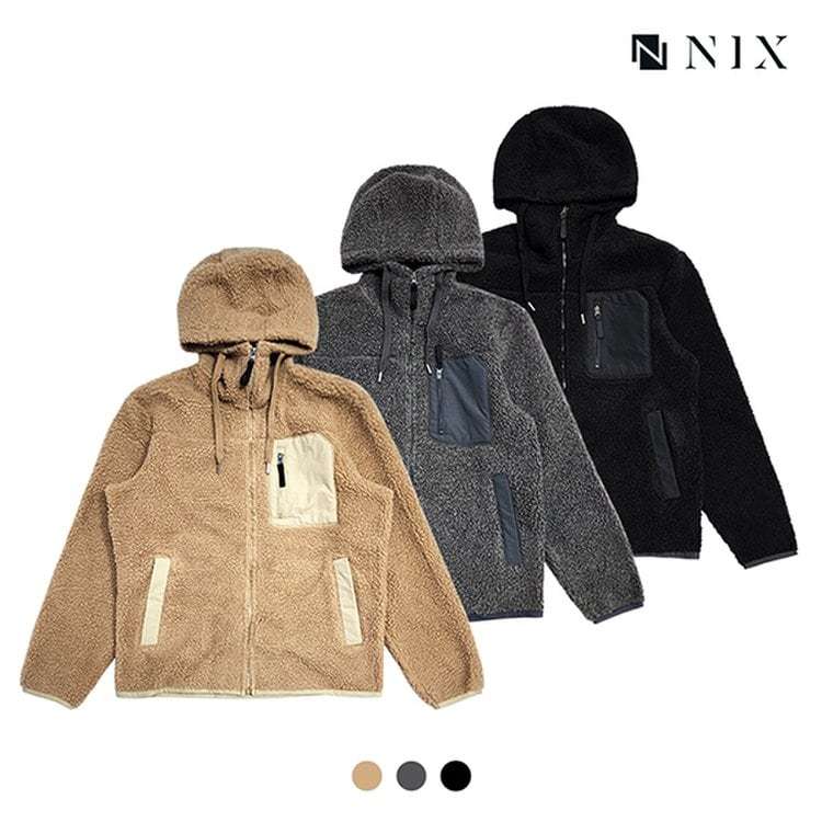 Jacket NIX Unisex Boa Bonding Semi Overfit Hooded Zip-up Jaket