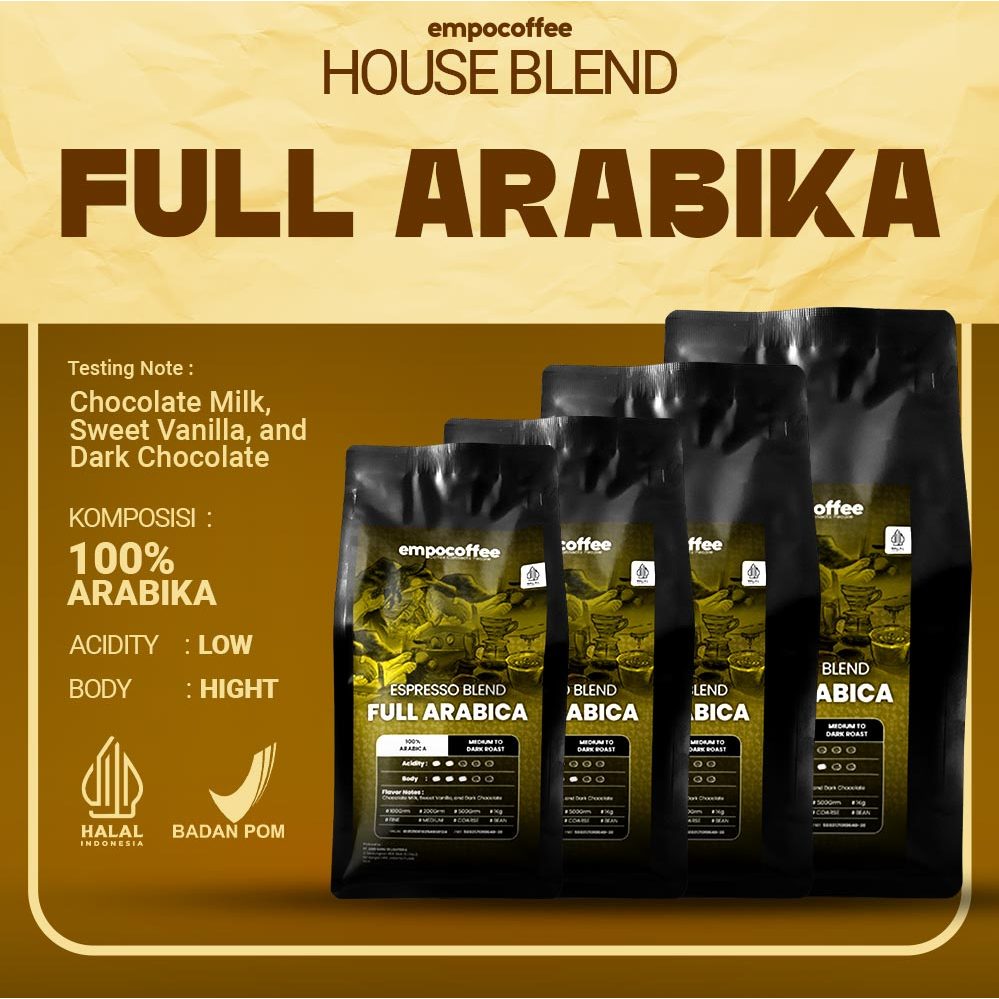 

Empo Coffee Biji Kopi Bubuk Full Arabika Espresso House Blend Arabica Coffee Bean Roasted Beans Coffe