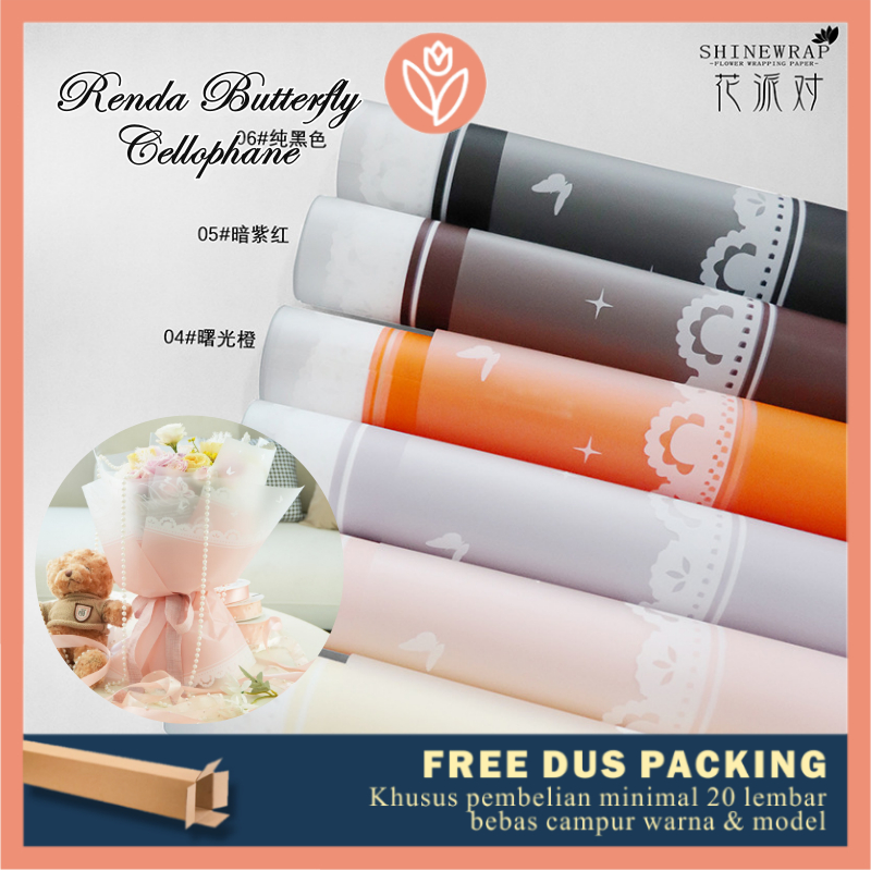 

TULIP PAPERIE ❤ KERTAS BUKET BUNGA MOTIF RENDA BUTTERFLY DITTO CELLOPHANE FLOWER WRAPPING PAPER