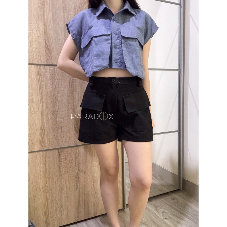 PARADOX - JEANI DENIM TOP / CROP TOP DENIM / KEMEJA DENIM TOP