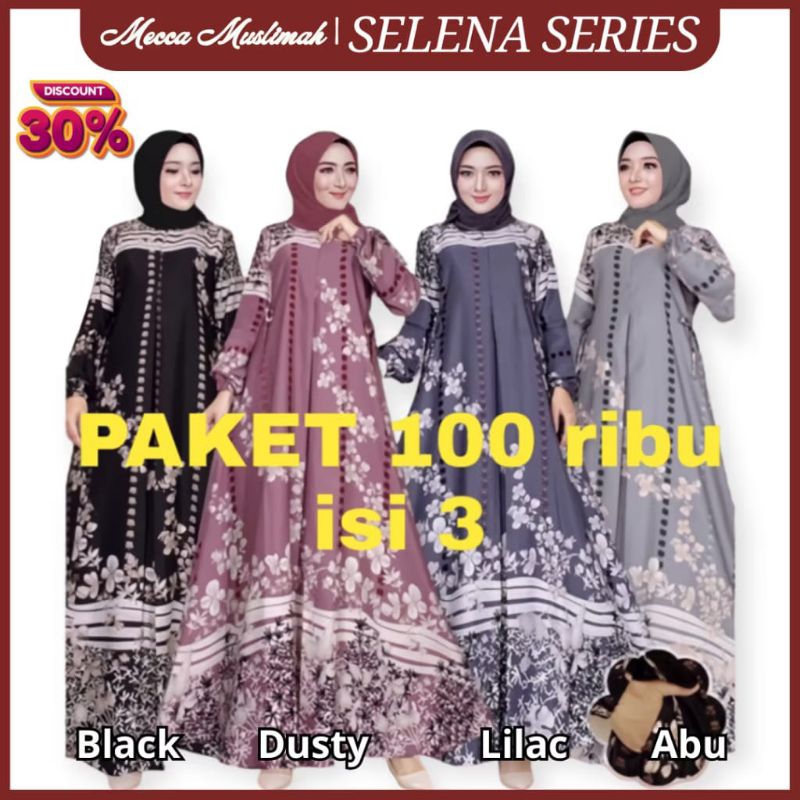 PAKET Gamis Murah 100Ribu Dapat 3pcs premium lengan kerur