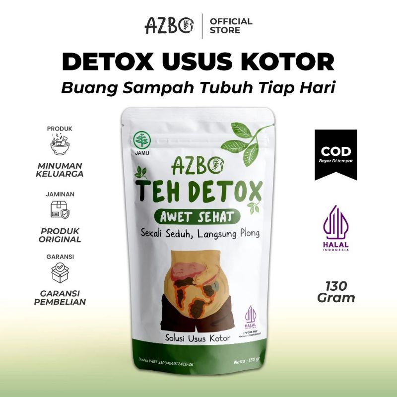

ORIGINAL Teh Detox AZBO - Slimming Tea Detox Ususu Kotor Sembuh Dari Penyakit - 1 Pcs 130 Gr