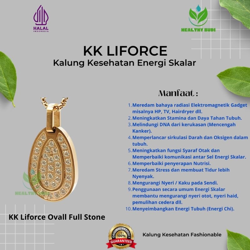 Kalung Kesehatan KK Liforce Rose Gold Oval Full Stone