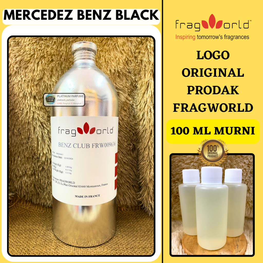 Bibit Parfum MERCEDEZ BENZ BLACK Repack 100 ML MURNI By FRAGWORLD France - PERFUME MURNI TAnpa Campu