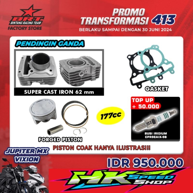 BLOK BORE UP CYLINDER BLOK PISTON 62MM 62 MM BRT JUPITER MX / VIXION OLD / NVL / R15 / MX KING OLD /