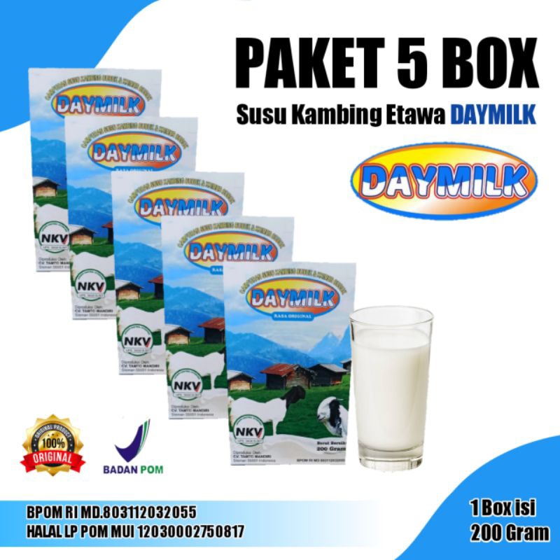 

PAKET 5 KOTAK Susu Daymilk 200 Gram Susu Kambing Etawa Bubuk Daymilk 200gr