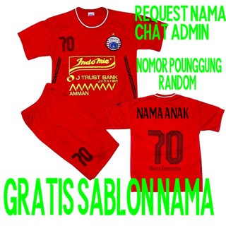 setelan baju bola anak murah/baju bola anka persija jakarta /setelan baju bola sablon nama