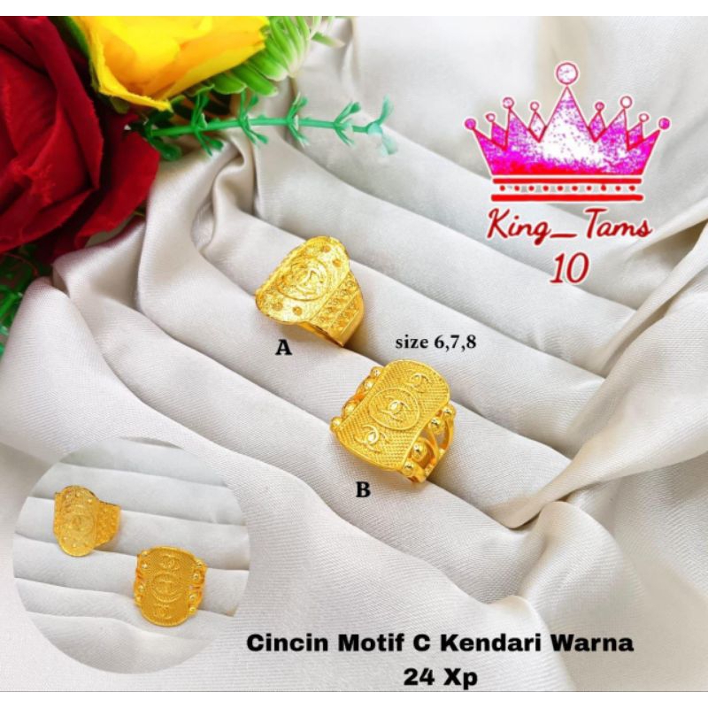 Cincin Dubai Wanita Model Cenel Lapis Emas 24k