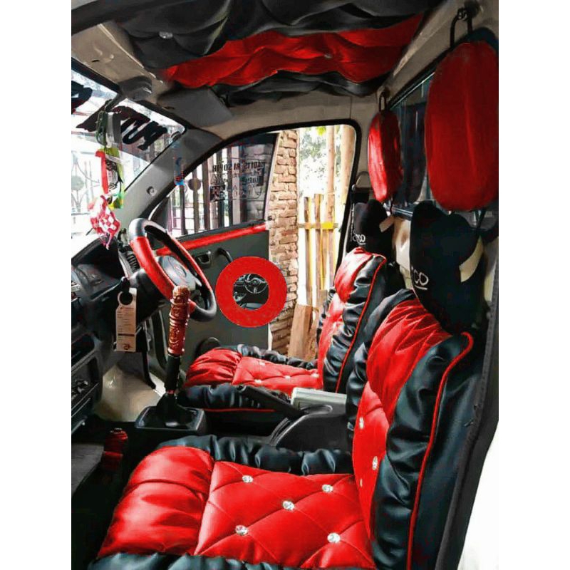 Sarung / Cover jok sofa untuk mobil pickup (  Mega Carry Apv ) Model sofa kancing
