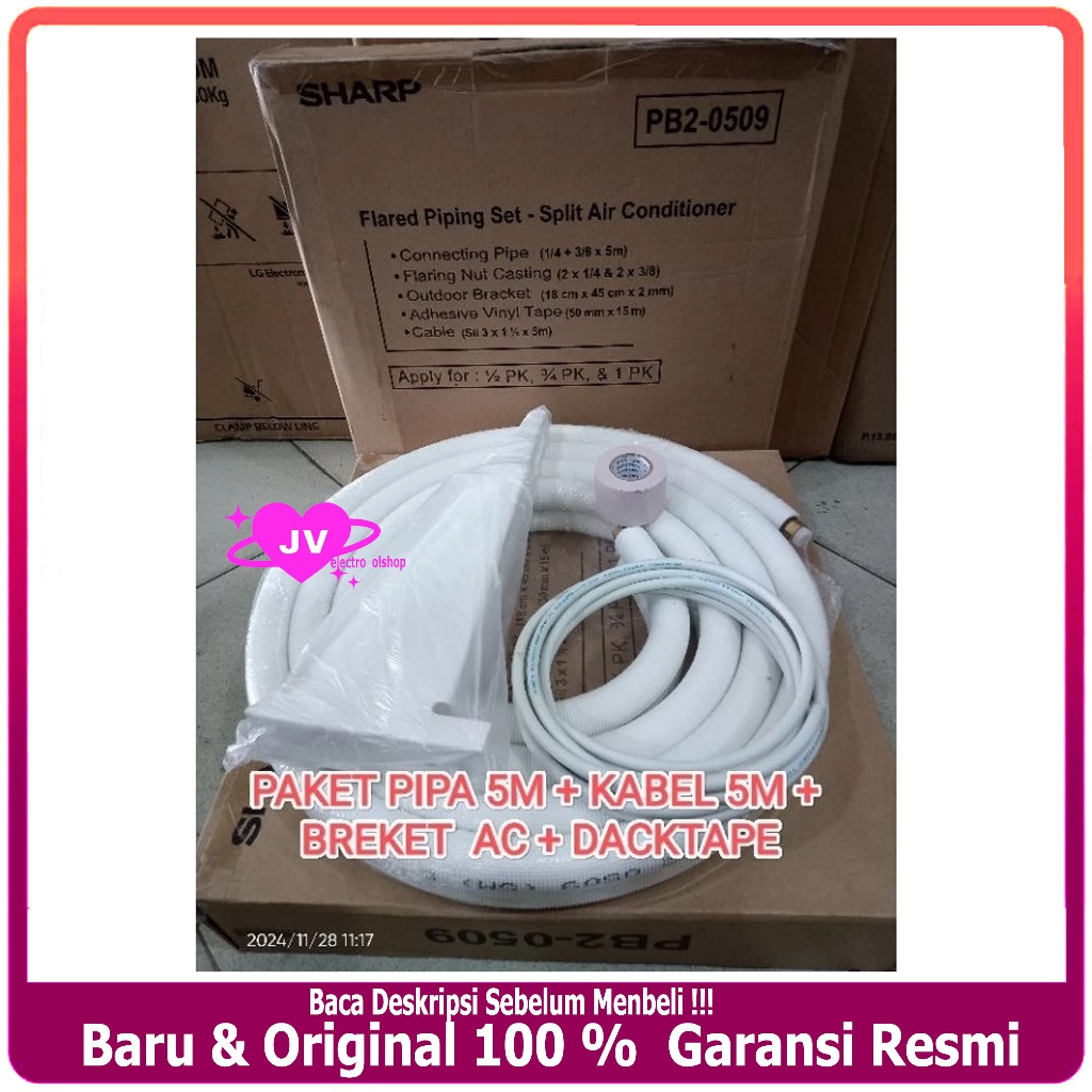 SHARP PAKET PIPA AC 5 Meter / Pipa Ac 1/2PK - 3/4PK - 1PK / Pipa Ac SHARP PB2-0509