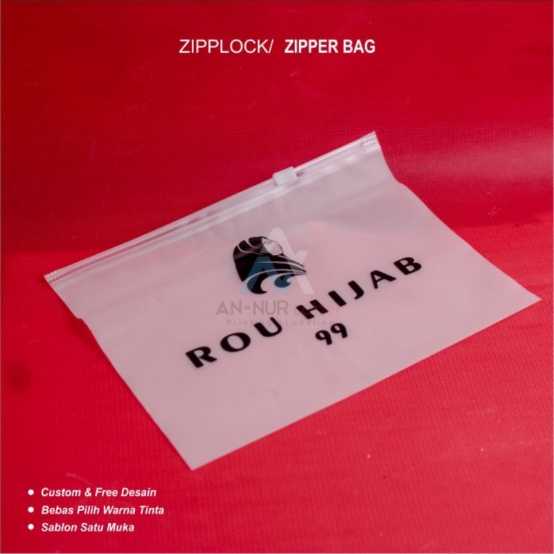 Plastik Ziplock 20x15cm+Sablon Zipper bag hijab etalase khusus