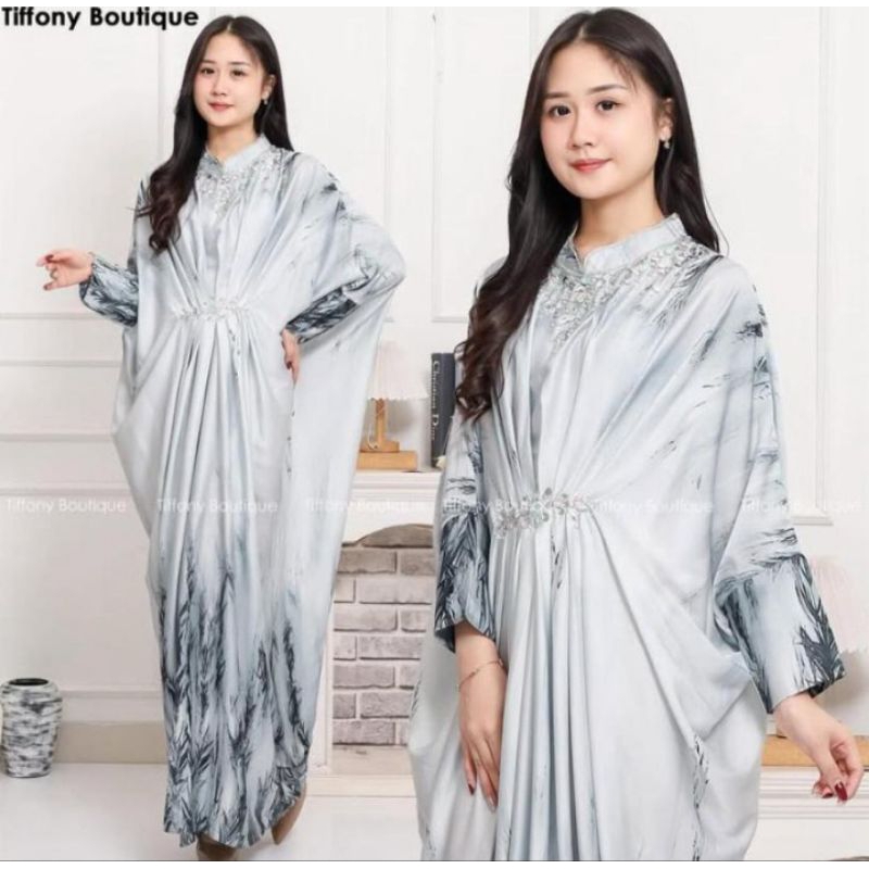 Kaftan Clarissa Motif Bunga Bahan Armani Silk Premium Mix Payet