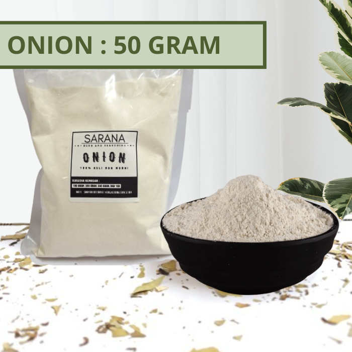 

Bawang Bombay Bubuk Asli Murni 50 Gram / Onion Powder Rempah Bubuk / Bumbu Dapur Bubuk Lengkap