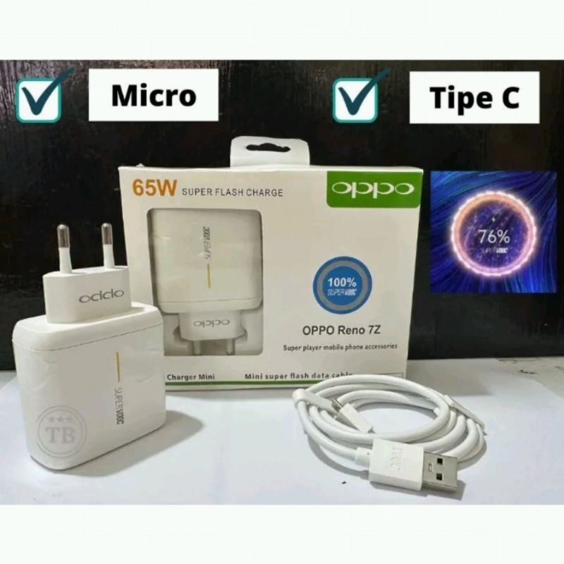 TC Charger Casan Oppo Reno 7Z Micro USB Type C Flash Charging Vooc