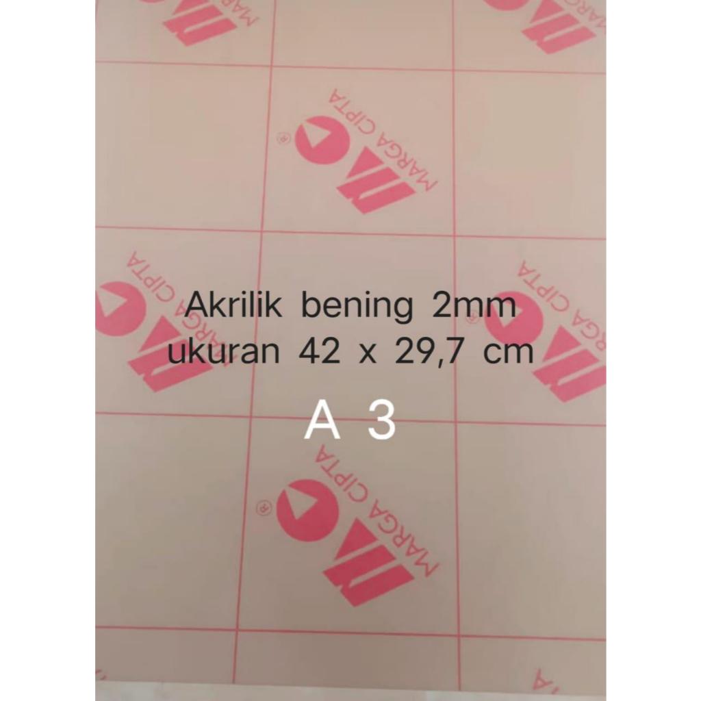 

AKRILIK LEBARAN WARNA BENING TEBAL 2 MM UKURAN A3 (42X29,7CM) MERK MARGA CIPTA