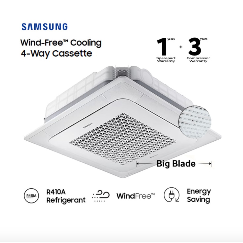 Samsung AC Cassette Inverter 4 Way Wind-Free 6 PK - AC140TN4DKC/EA