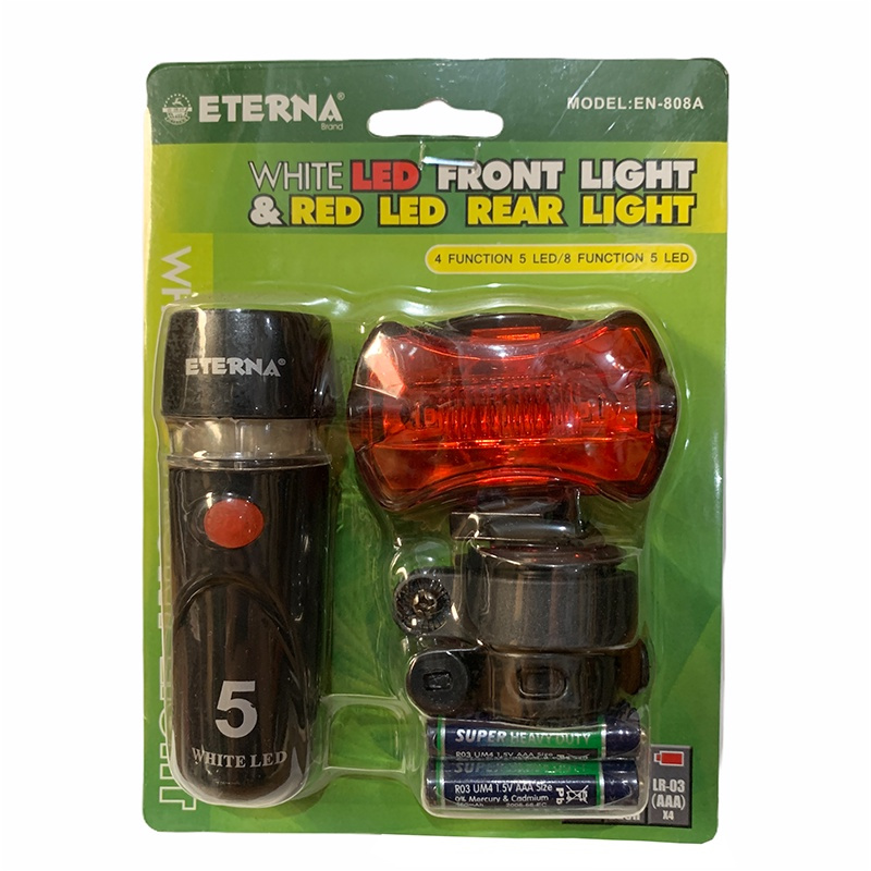 Eterna EN-808A Lampu Sepeda Set Depan + Belakang White LED Front Light