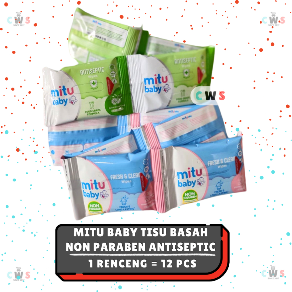 MITU BABY Tissue Tisu Basah Antiseptic Wipes Blooming Cherry Berry Lime - 1 Renceng / 12 Pcs