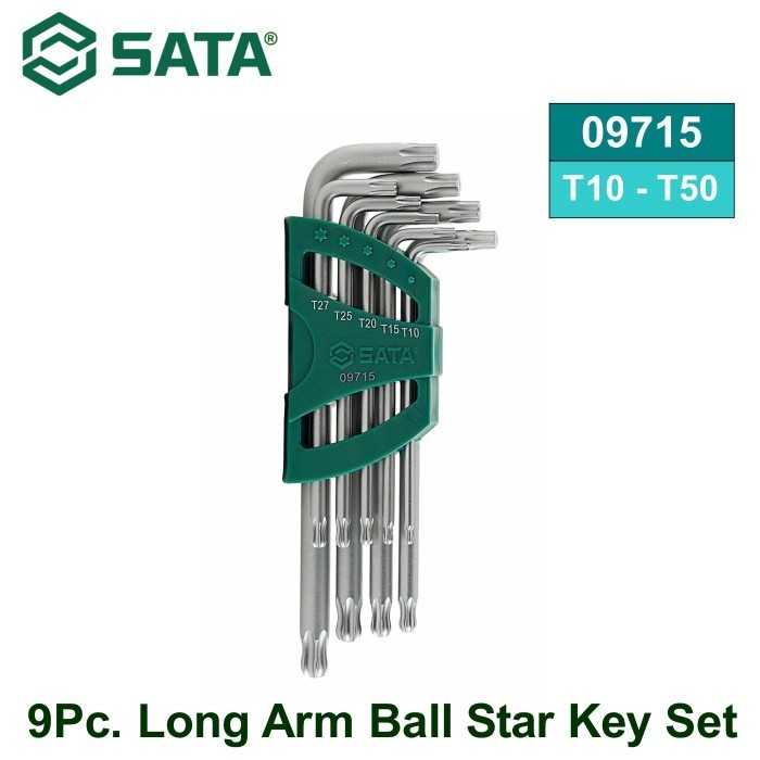 SATA - Kunci L Bintang T10-T50 09715 9Pc. Long Arm Ball Star Key Set Sata