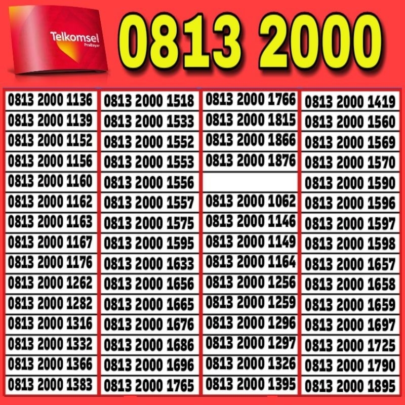 NOMOR CANTIK TELKOMSEL SIMPATI 4G LTE 2000 - O813 2000 11