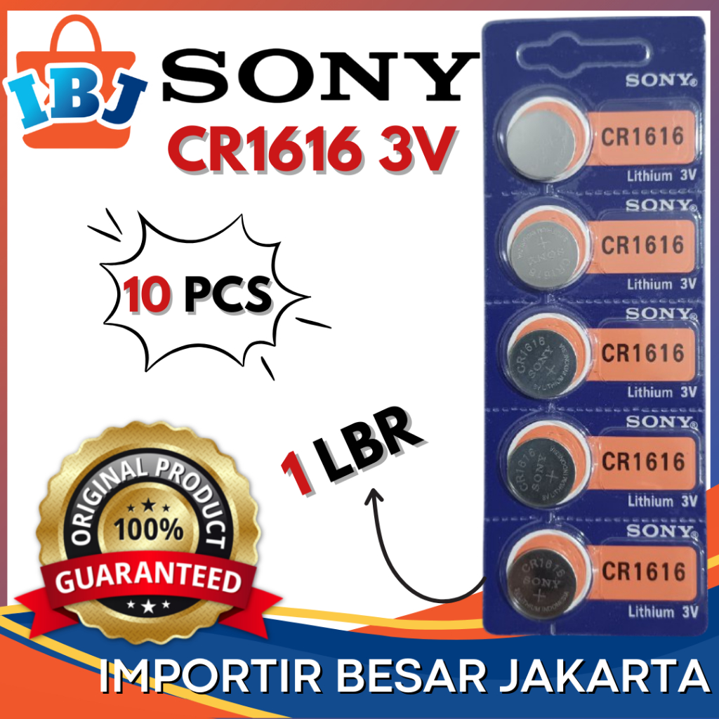 TERMURAH CR1616 Original Sony 1 LEMBAR 10 PCS Baterai Remot Remote Mobil Honda Toyota CR1616 Baterai