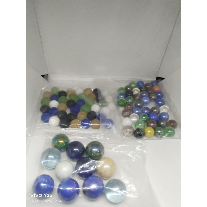 hiasan aquarium bentuk Guli bulat warna warni 200 gr  kecil/besar