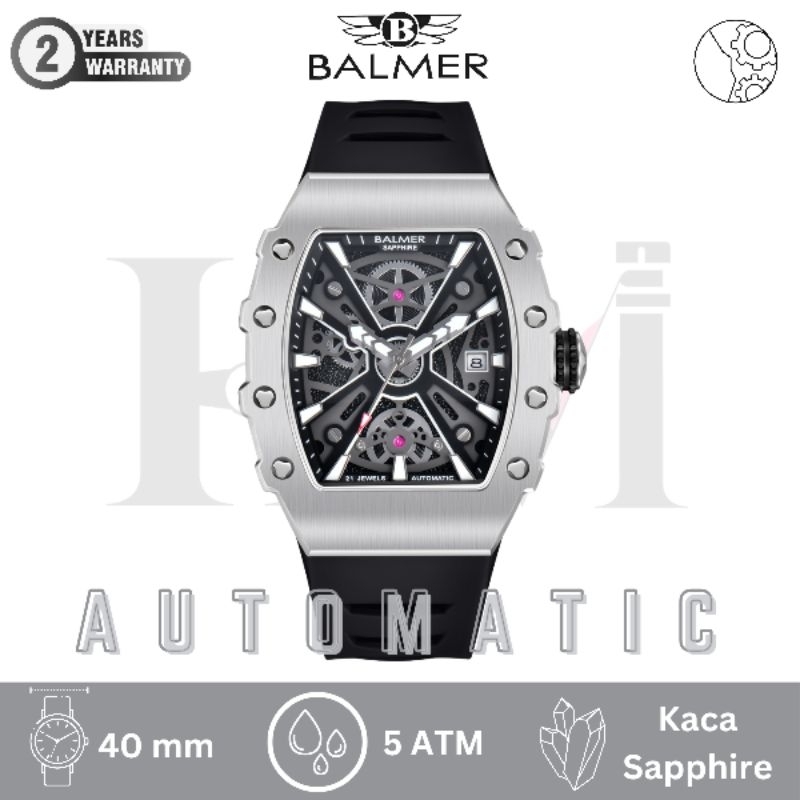 BALMER 8836MA Jam Tangan Pria Original Analog Automatic Sapphire - Silver