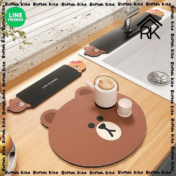 LINE FRIENDS - ALAS TATAKAN GELAS PIRING MEJA MAKAN PLACEMAT MOTIF KARAKTER LUCU ANTI LICIN ANTISLIP