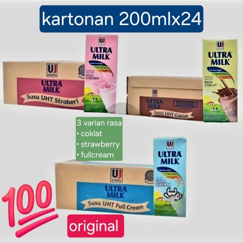 

susu uht ultra milk 200mlx24pcs