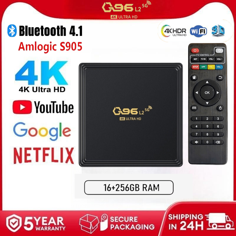 【Local shipment】Android box Q96 L2 Smart TV box 2.4G/5G WIFI8GB+128GB 4K HDR Bluetooth 4.0 Amlogic S