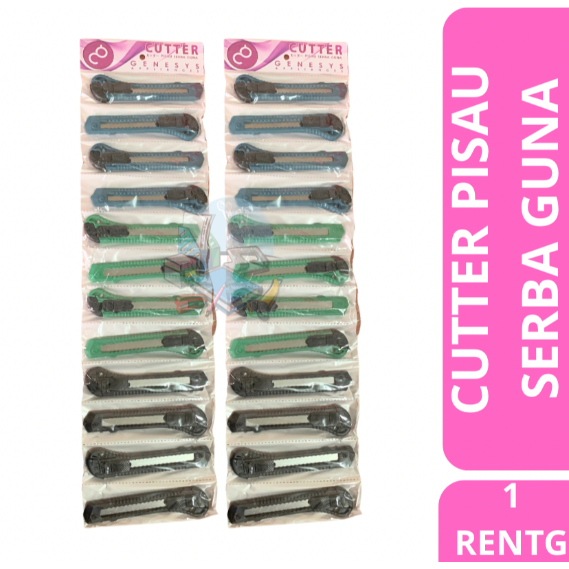 

[1 LUSIN] Cutter Serba Guna / Pisau Memotong Tajam Warna Warni Isi 12 Pcs Genesys