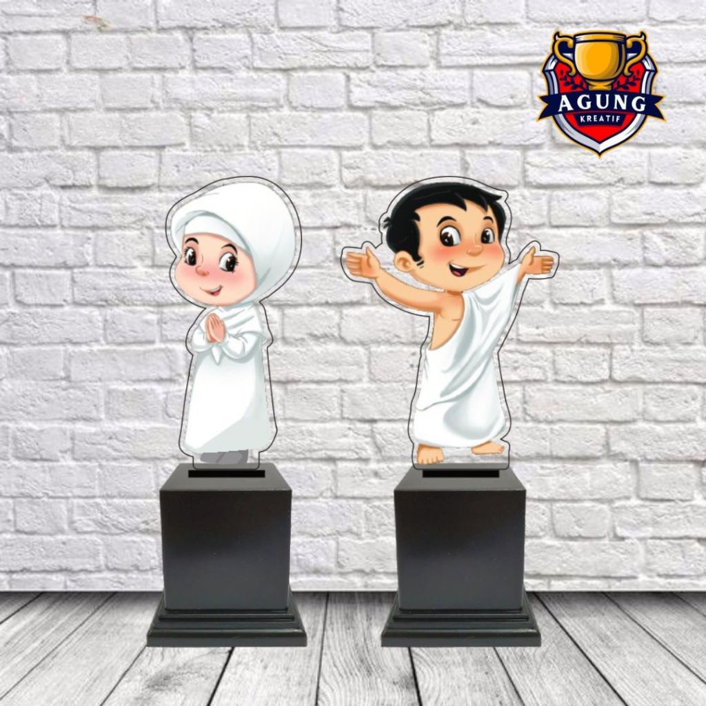 Piala Manasik Haji Anak Akrilik Piala Akrilik Manasik Haji (Ihram) - Piala Akrilik Karakter Haji Ihr
