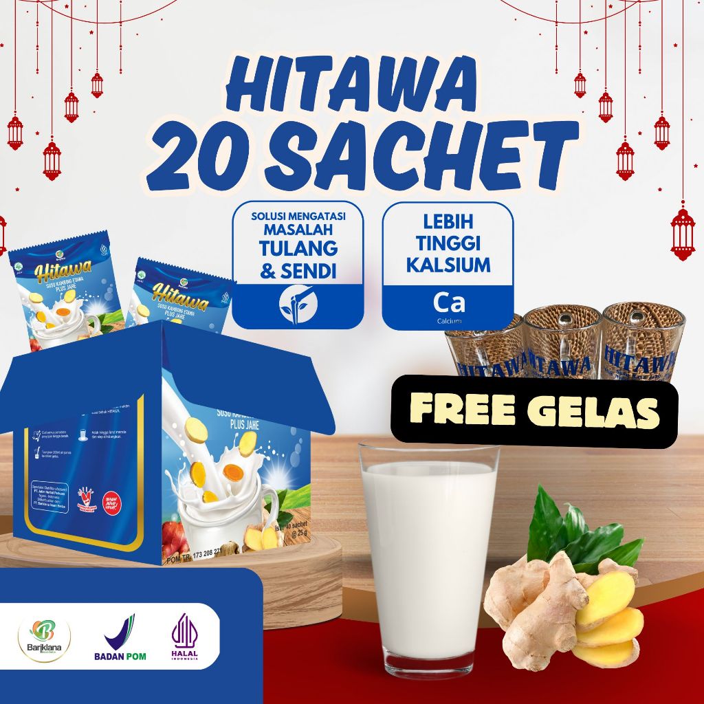 

( PAKET 20 SACHET HITAWA ) HITAWA SUSU KAMBING ETAWA PLUS JAHE FREE HADIAH