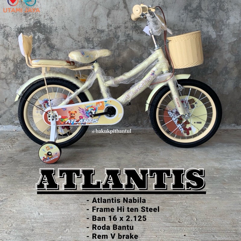 Sepeda Anak Cewek Keranjang Mini Ring 16 Atlantis Nabila Model Klasik / Sepeda Anak Cewek Roda 4
