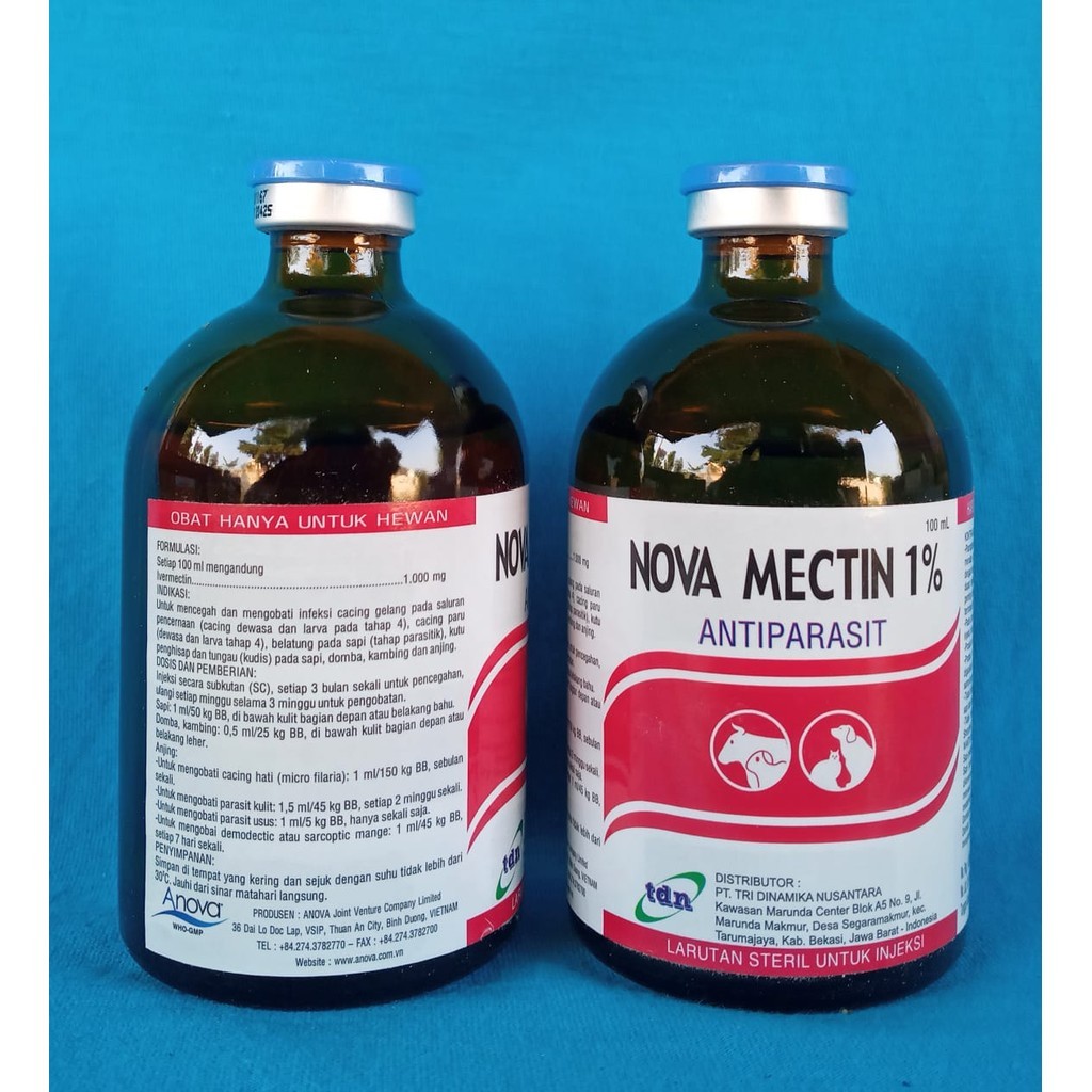 NOVAMECTIN Ivermectin 1% 100ml Obat Gudik, Scabies, Gatal-Gatal, Kutu, Jamur, dan Caplak untuk Kucin