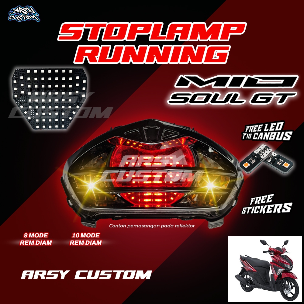 Lampu Rem Mio Soul GT 115 Running Mode 8 10 Otomatis Manual Lampu LED Aksesoris Variasi