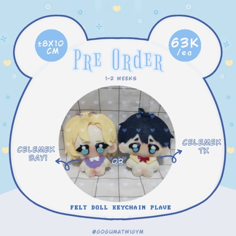 Felt Doll Keyring PLAVE ±8x10 cm Handmade 100%