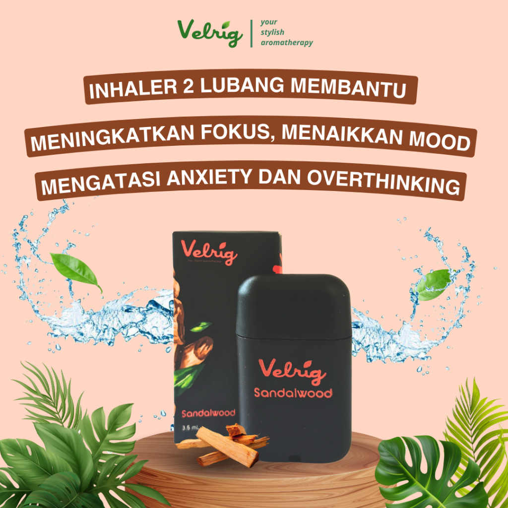 Inhaler 2 Lubang Aromatherapy Sandalwood Meningkatkan Fokus & Mood, Mengatasi Anxiety & Overthinking