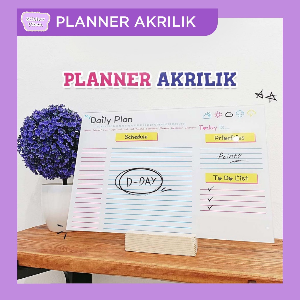 

Planner Akrilik | Planner + Spidol | Daily Plan Akrilik Bahan Premium