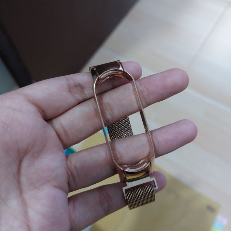 strap mi band 6 stainless steel rose gold second
